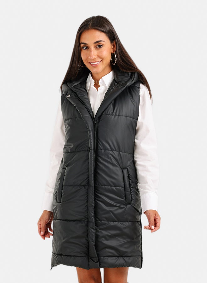 Carina Hooded Long Puffer Vest - Image 1