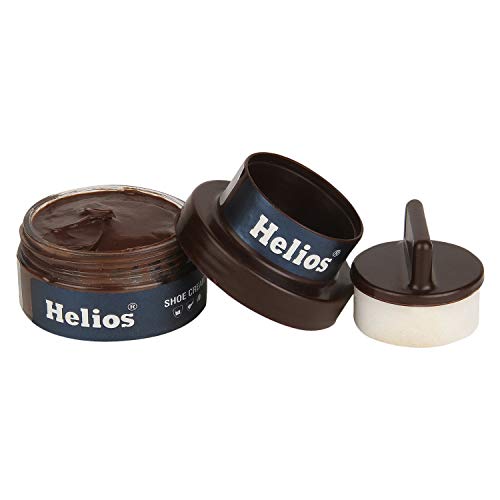 Helios shoe cream with applicator | Shoe Polish for Leather | Boot, Purse, Belt, Handbag, Jacket | Leather Conditioner | 48 GM(Brown) - Image 1