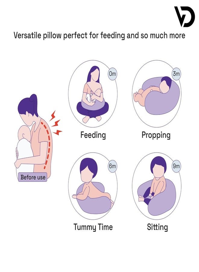 فوي دروب وسادة الرضاعة من فوي دروب للأطفال حديثي الولادة، وسادة رضاعة بتصميم سياج أمان لدعم إضافي للطفل. (رمادي) - Image 4