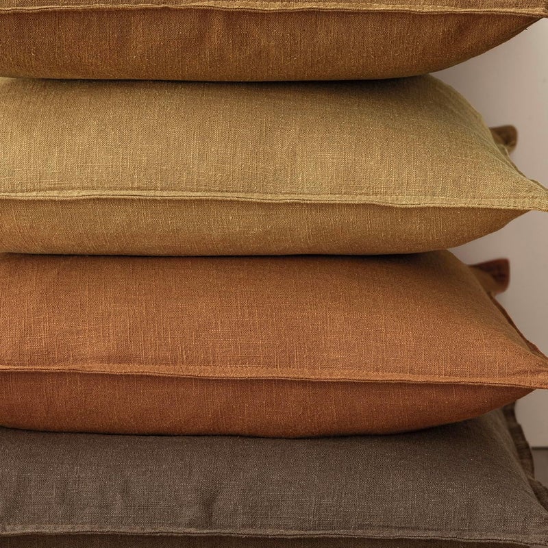 Foindtower Set of 2, Decorative Linen Soild Throw Pillow Covers Soft Accent Cushion Euro Case Boho Farmhouse Pillowcase for Chair Couch Sofa Bedroom Living Room Home Decor 24 x 24 Inch Autumn Orange - Image 5