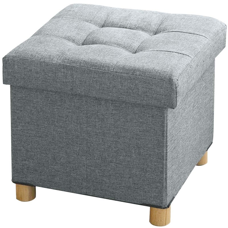 BRIAN DANY 15 Inches Ottoman with Storage Square Small Storage Ottoman Foot Rest with Legs Ottomans Foot Stool for Dorm Living Room Entryway Light Gray