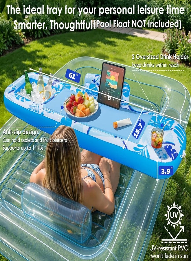 Qrooper Inflatable Tray for Tanning Pool Float - 61" L x 18" W Extra Large Tray with Non-Slip and Cooler Container, Designed for Sunbathing Bed, Tanning Lounge & Water Blow Up, Ball Pit, Party Gifts - Image 3