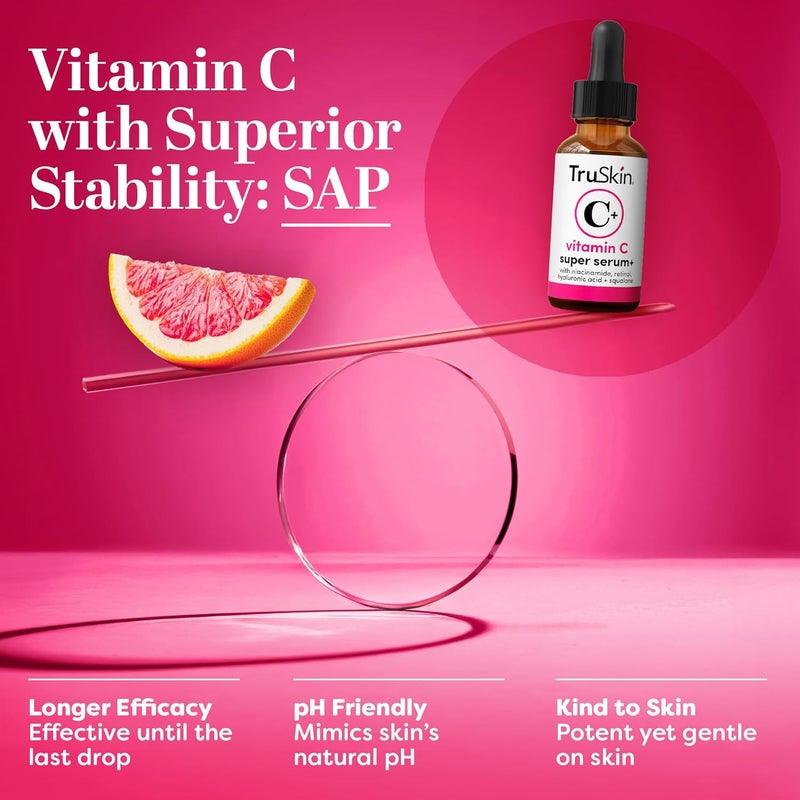 TruSkin Vitamin C Super Serum Niacinamide Retinol Hyaluronic Salicylic Acid AllinOne Anti Aging Serum for Face Improve Appearance of Dark Spots Firmness for Brighter Looking Skin 2 Fl Oz - Image 5