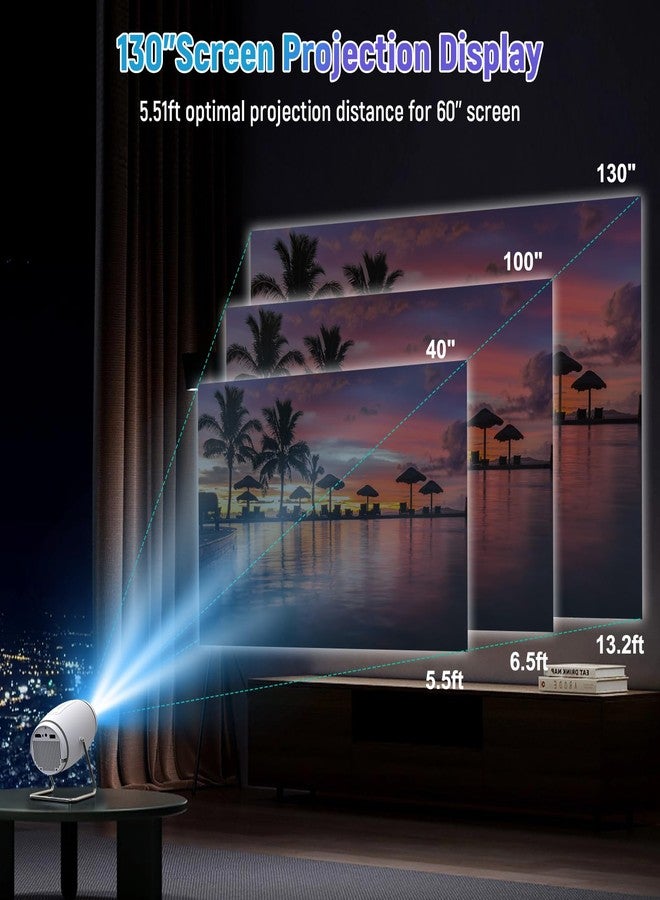 FEARWIKY Mini Projector with WiFi Bluetooth 4K 1080P Compatible with 180° Rotatable 130 Inch Portable Projector Projector Compatible with - Image 5