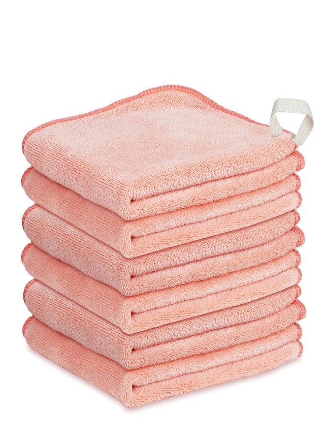 Nugilla Makeup Remover Cloth 12 x 12 Inch, Reusable Makeup Remover Towels for Washing Face, 6 Pack Washable Microfiber Face Cloth Fast Drying Washcloth, Coral - Image 1