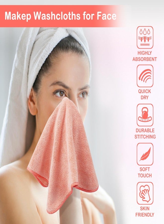 Nugilla Makeup Remover Cloth 12 x 12 Inch, Reusable Makeup Remover Towels for Washing Face, 6 Pack Washable Microfiber Face Cloth Fast Drying Washcloth, Coral - Image 2