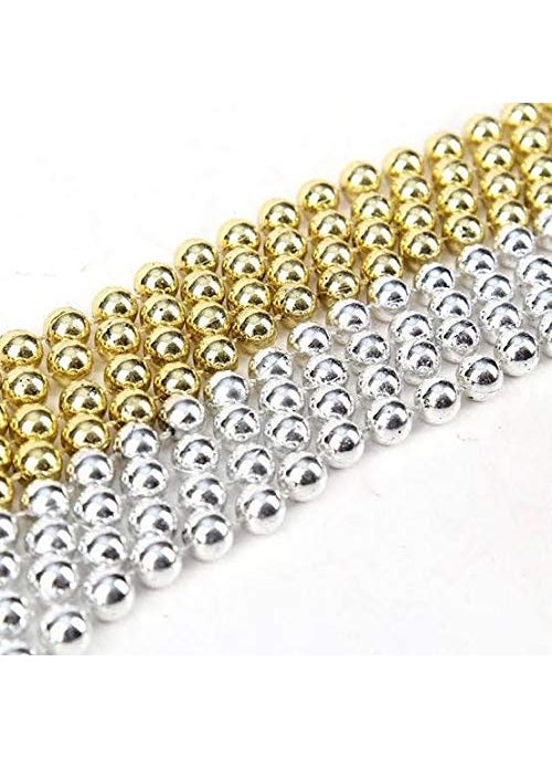 LB L B 10 Pcs Golden Colour Pearl Beaded Chain Christmas Garlands Merry Christmas Ribbon for X mas Christmas Tree Decoration Hanging Ornaments New Year Party  - Image 1