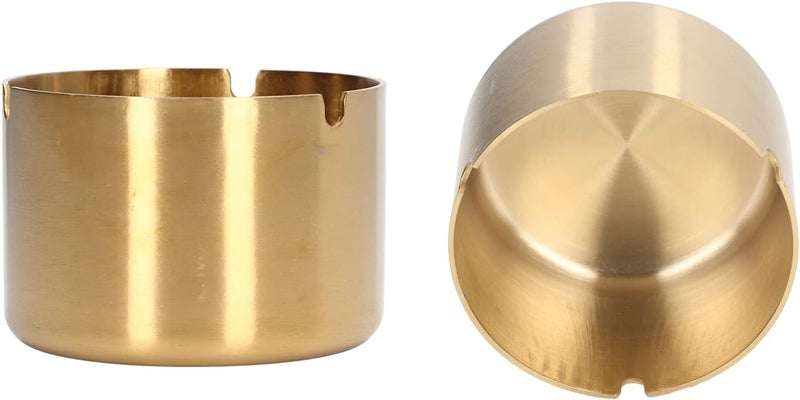 Stainless Steel Ashtray, Thick Plating, Copper Color, 6.8cm Height, 10cm Diameter - Durable Design, Easy to Clean, Ideal for Camping and Home Use - Image 4
