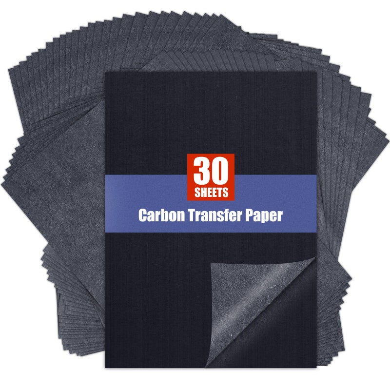 Donyang Carbon Paper for Tracing Transfer-Paper Pad, 30 Pcs Black Graphite Copy Paper for Tracing Drawing Patterns on Wood Projects Canvas Fabric Lettering Sketching Art Supplies, A4 8.3 X 11.8 Inch - Image 1