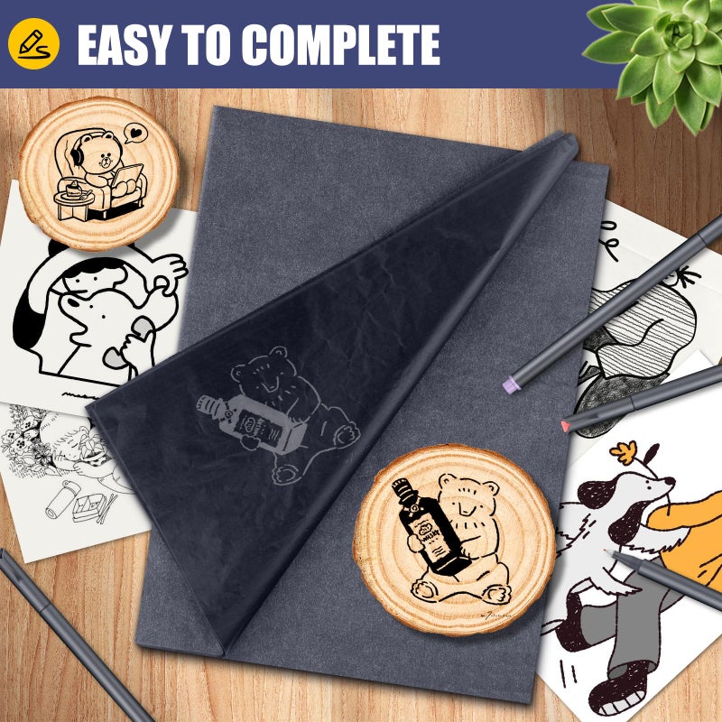 Donyang Carbon Paper for Tracing Transfer-Paper Pad, 30 Pcs Black Graphite Copy Paper for Tracing Drawing Patterns on Wood Projects Canvas Fabric Lettering Sketching Art Supplies, A4 8.3 X 11.8 Inch - Image 4