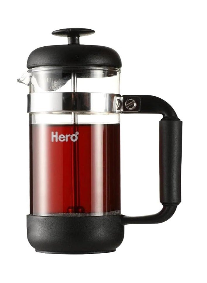 زيروهيرو هيرو بيتش فرنش بريس لصنع القهوة، 350 مل، أسود – زجاج بوروسيليكات، فلتر ستانلس ستيل ووعاء متعدد الاستخدامات - Image 1