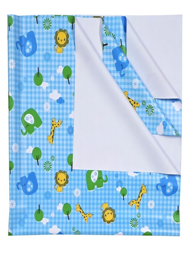 Ecosoft Pookie® Plastic Sheet | Rubber Sheet for Babies | Bed Wetting Protector | 0-12 Months | 90 x 90 cm (Big Jungle Blue & Bottle Blue) - Image 4