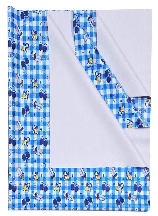 Ecosoft Pookie® Plastic Sheet | Rubber Sheet for Babies | Bed Wetting Protector | 0-12 Months | 90 x 90 cm (Big Jungle Blue & Bottle Blue) - Image 3