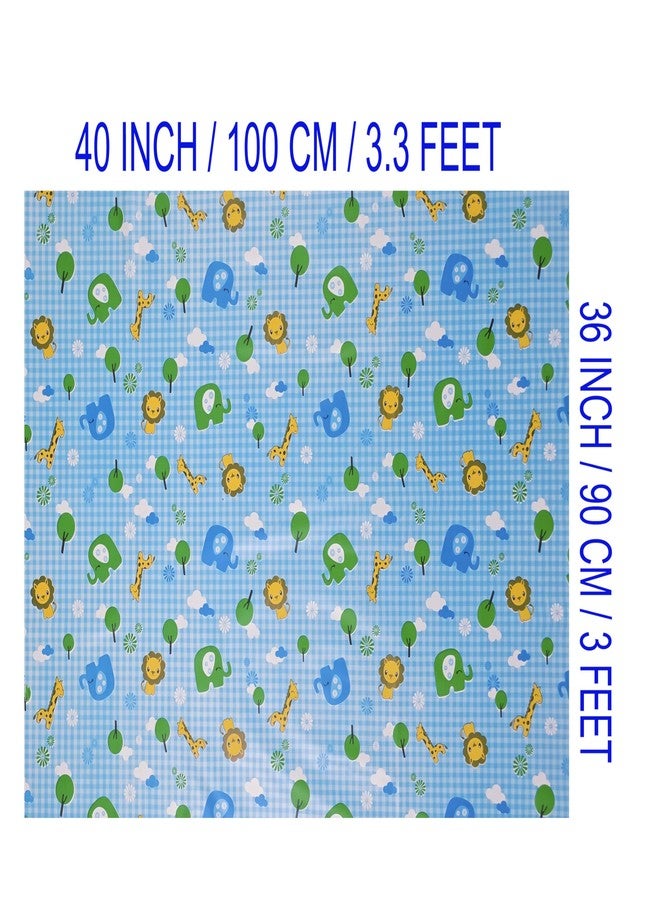 Ecosoft Pookie® Plastic Sheet | Rubber Sheet for Babies | Bed Wetting Protector | 0-12 Months | 90 x 90 cm (Big Jungle Blue & Bottle Blue) - Image 2