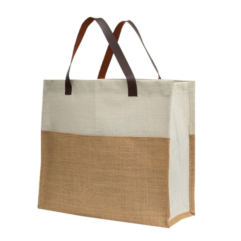 JUTEKA Stylish, Baby Pink,Durable, Multipurpose Hand Bag for Lunch, Shopping, Eco Friendly Jute Bag with Leather Handles…… - Image 2