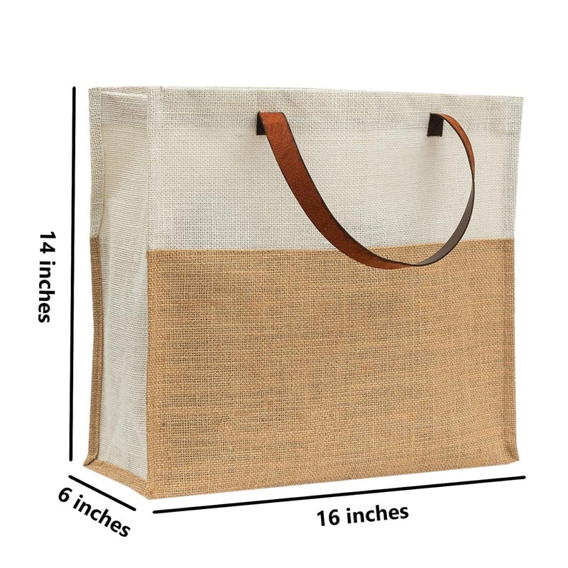 JUTEKA Stylish, Baby Pink,Durable, Multipurpose Hand Bag for Lunch, Shopping, Eco Friendly Jute Bag with Leather Handles…… - Image 4