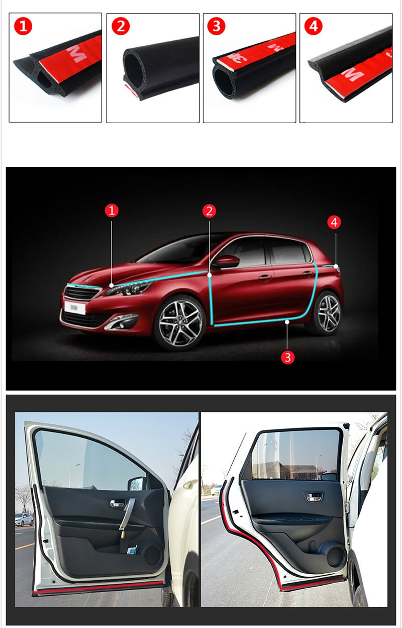 5Meters Big D Small D Z Shape P Type Car Door Seal Strip Auto Rubber Seal Strips Waterproof Trim Sound Insulation Weatherstrip Big D Small D Z P Type - Image 2