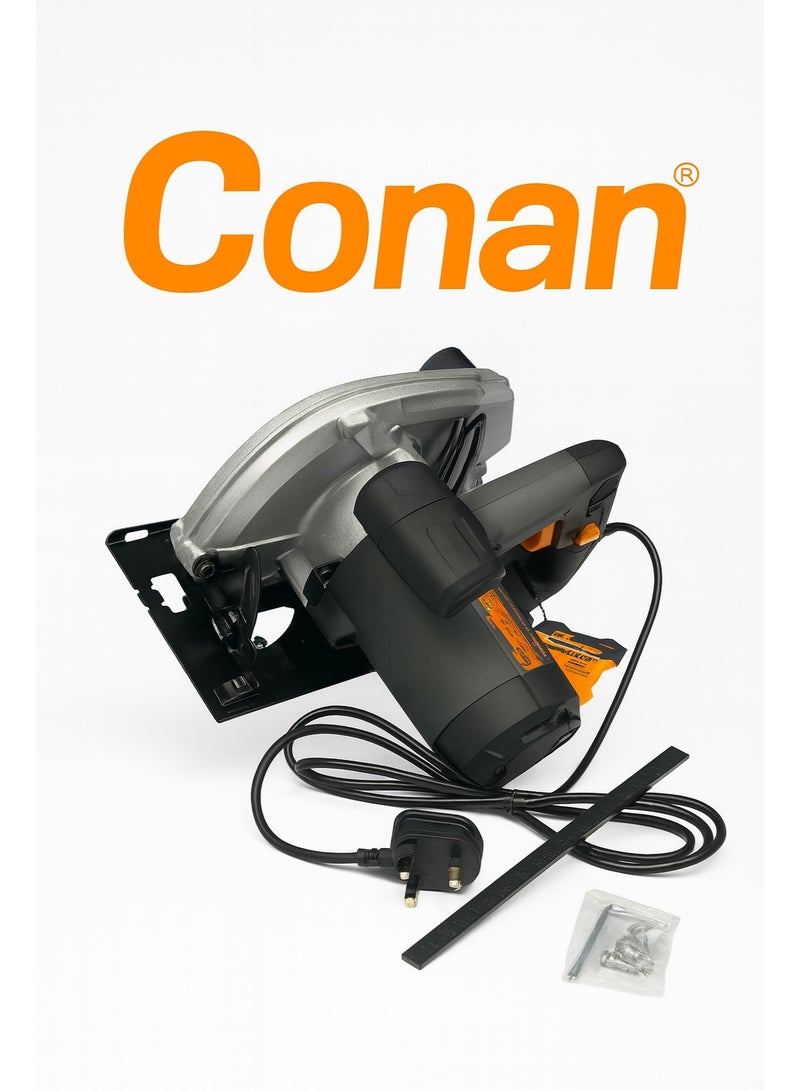 Conan Circular Saw 7-1/4" – 1300W (COCS185) with 185mm 40T Blade, 65mm Cut @90° / 43mm @45°, 0–45° Bevel & Depth Adjustment, Rip Fence, Dust Port, Lock-On for Continuous Cuts, UK 3-Pin Plug - Image 5
