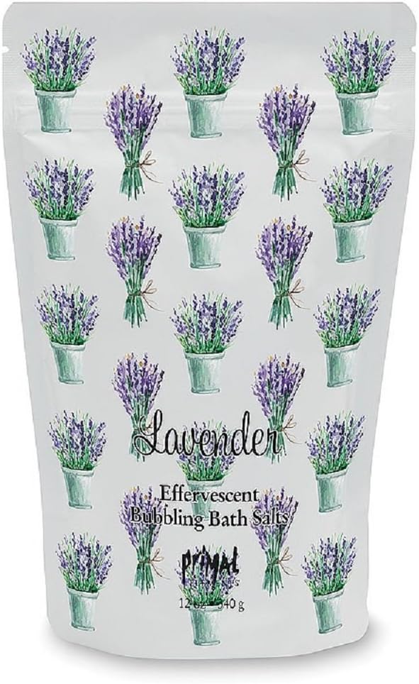 Primal Elements Detoxifying Sea Salt Soak Bubbling Aromatherapy Salts with Essential Oils Lavender 12 oz Resealable Bag