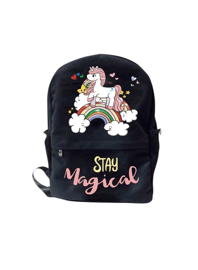 وى برنت يور جيفت  حقيبة ظهر مدرسية للبنات, تصميم يوني كورن, 30*45 سم, أسود - Image 1