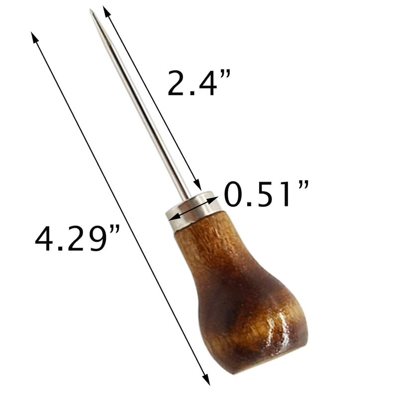ROYHOO 10PCS Wooden Handle Scratch Awl for Leather Punch Hole or DIY Handmade Pin Punching Needles - Image 4
