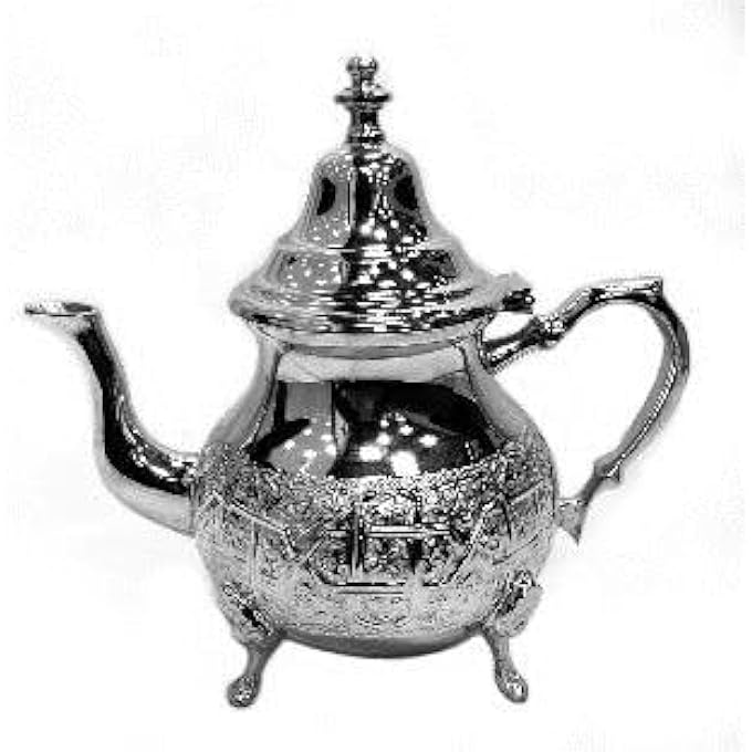 Moroccan Silver Plated Teapot With Lid Hand Painted Large