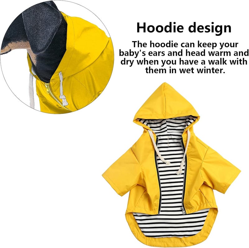 Morezi Dog Raincoat rain Jacket Raincoat Dogs Waterproof Small Medium Breeds Zip Closure Storage Pocket Harness Hole Yellow XS - Image 4