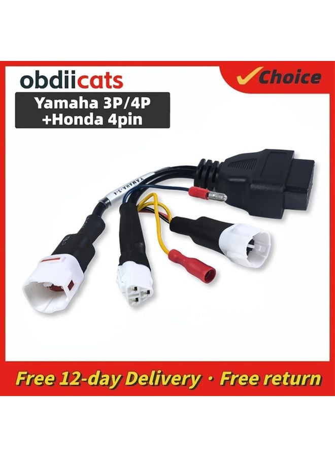 كابل تشخيص ياماها 3P 4P وهوندا 4Pin للدراجات النارية مع موصل OBD2 3IN1 - Image 2