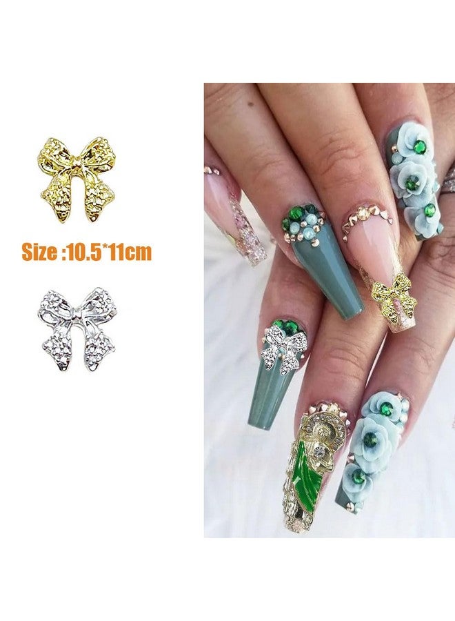 KACHIMOO 40pcs Bow Nail Charms Gold and Silver Nail Charms Bowknots Nail Art Charms Bow Charms for Nails Design - Image 2