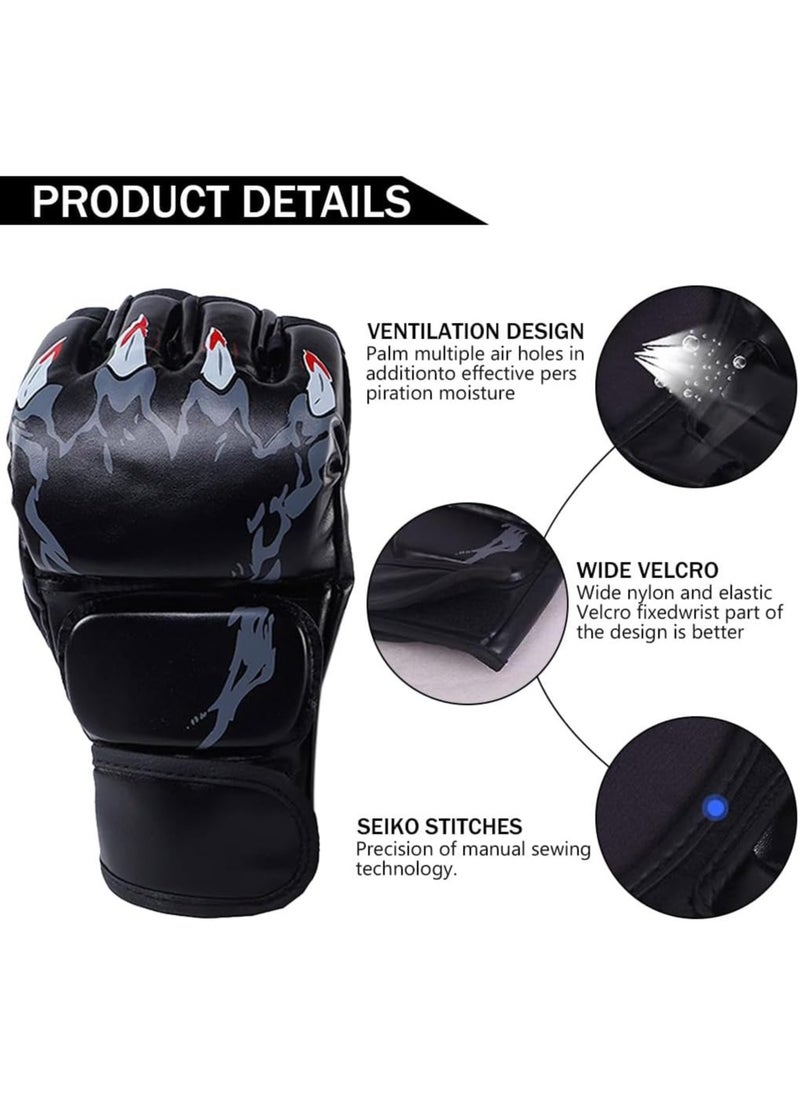 KIIUMI Kickboxing Sparring Gloves MMA Gloves for Men Women Half Finger Boxing Gloves Fighting Gloves Boxing Gloves for Punching Bag Training UFC Gloves  - Image 4