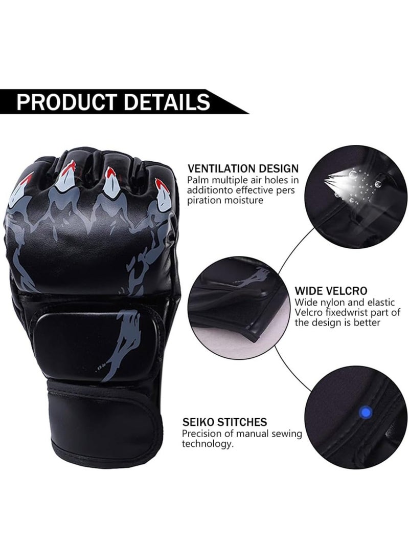 KIIUMI Half-Finger Boxing Gloves, MMA Gloves UFC Boxing Fight Gloves for Sanda Sparring Punching Bag Training - Image 4