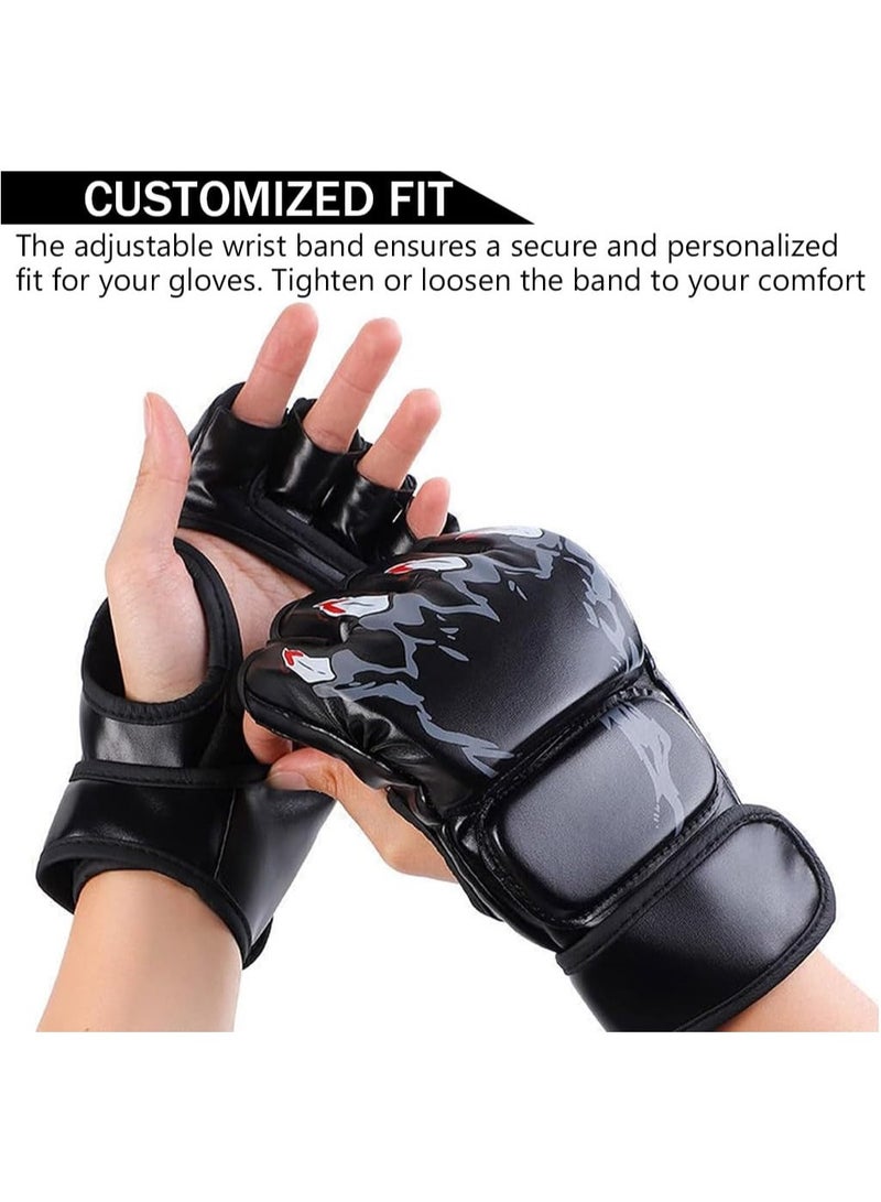 KIIUMI Half-Finger Boxing Gloves, MMA Gloves UFC Boxing Fight Gloves for Sanda Sparring Punching Bag Training - Image 3
