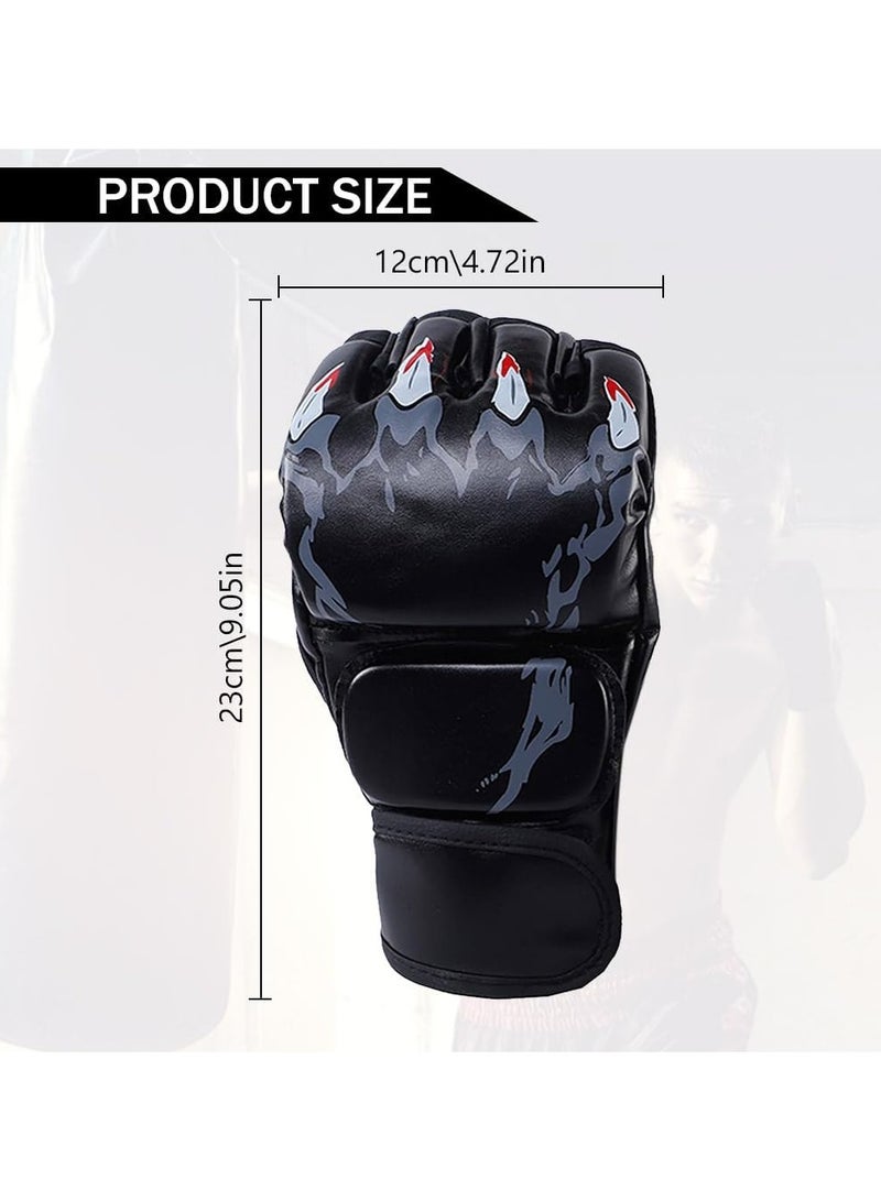 KIIUMI Half-Finger Boxing Gloves, MMA Gloves UFC Boxing Fight Gloves for Sanda Sparring Punching Bag Training - Image 2