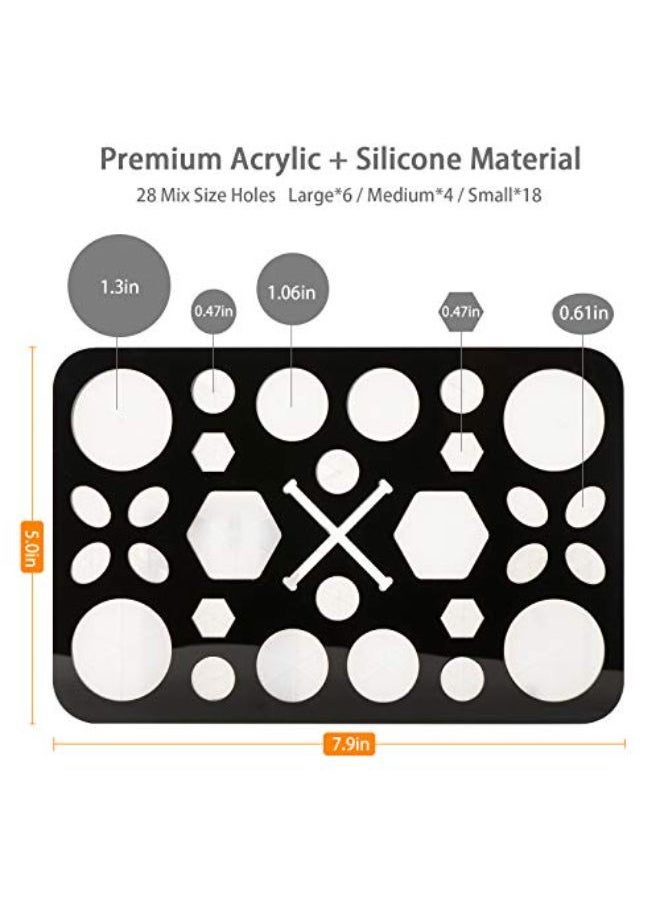 Luckyiren - Makeup Brushes Drying Rack, Brushes Dryer, Collapsible 28 Slot Acrylic Brush Holder Stand Tree Tray Support Display For Makeup Artist Acrylic Nail Brushes Paintbrushes Makeup Lovers, Black - Image 1