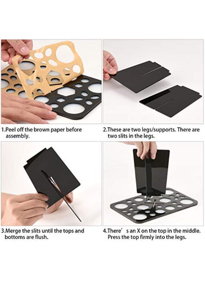 Luckyiren - Makeup Brushes Drying Rack, Brushes Dryer, Collapsible 28 Slot Acrylic Brush Holder Stand Tree Tray Support Display For Makeup Artist Acrylic Nail Brushes Paintbrushes Makeup Lovers, Black - Image 1