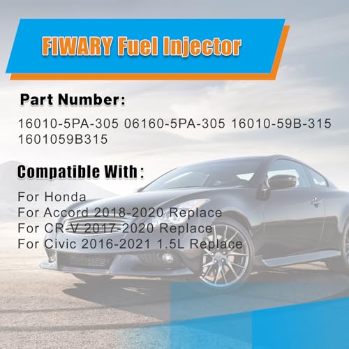 FIWARY 4pcs Fuel Injectors for Honda Civic 20162021 for CRV 20172021 for Accord 15L L4 Turbo 20182021 OE 160105PA305 160105PA305 1601059B305 1601059B315 061605PA305 - Image 3