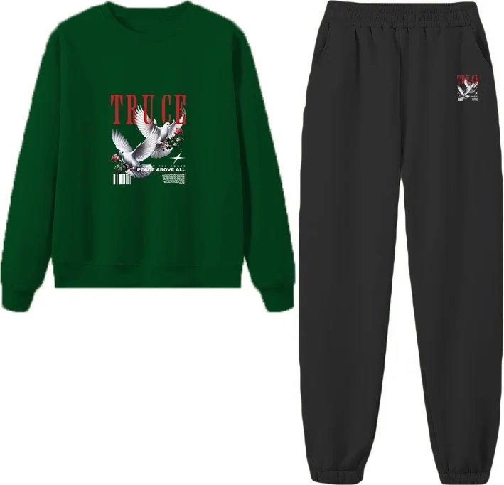 DogFish Tracksuit Oversize Dovegraphic Printed Tracksuit Green