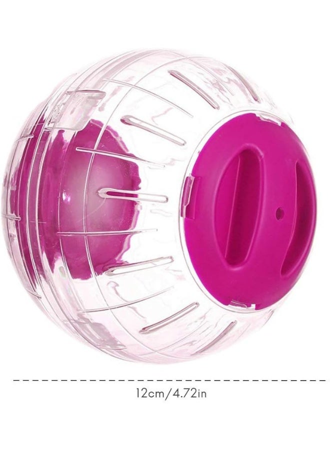 Meetion Mini New Cute Dwarf Hamster Running Ball 4.7 Inches Crystal Ball for Hamsters Small Silent Exercise Wheel Small Cage Accessories Suitable for Hamsters Less Than 4 inches 10 cm in Length (Pink) - Image 2