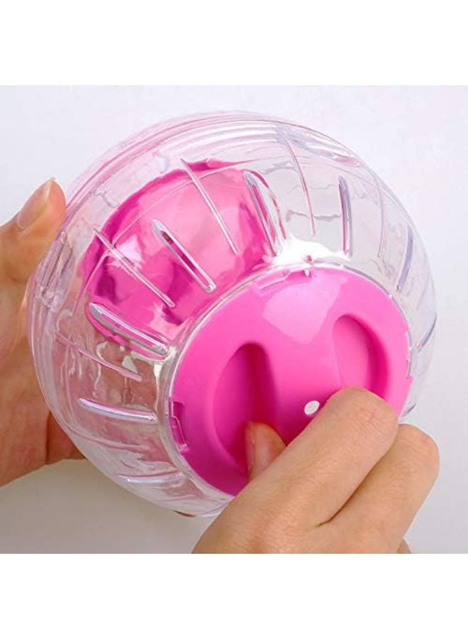 Meetion Mini New Cute Dwarf Hamster Running Ball 4.7 Inches Crystal Ball for Hamsters Small Silent Exercise Wheel Small Cage Accessories Suitable for Hamsters Less Than 4 inches 10 cm in Length (Pink) - Image 3
