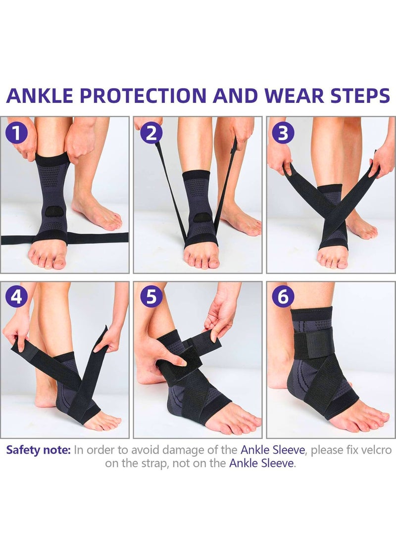 Chase Up 2PCS Ankle Braces, Adjustable Compression Ankle Support Men & Women, for Achilles Tendon Support & Plantar Fasciitis, Stabilize Ankle Brace-Eases Ankle Joint uncomfortable & Sprained Ankle - Image 3