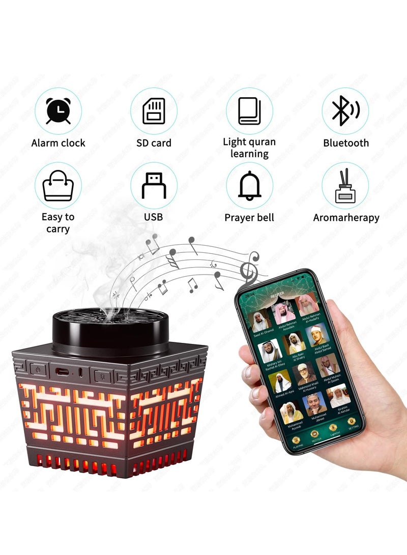 BORTONY Bakhoor with Quran Speaker, Remote Control with 114 Quran Chapters Bluetooth Speaker Mini Incense Burner Bakhoor with Multicolor Changing Night Light MP3 Music Player with 18 Reciters 17 Translations  - Image 2