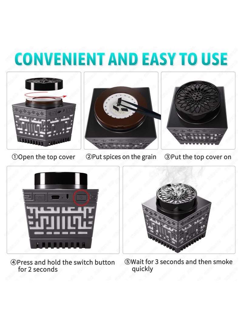 BORTONY Bakhoor with Quran Speaker, Remote Control with 114 Quran Chapters Bluetooth Speaker Mini Incense Burner Bakhoor with Multicolor Changing Night Light MP3 Music Player with 18 Reciters 17 Translations  - Image 4