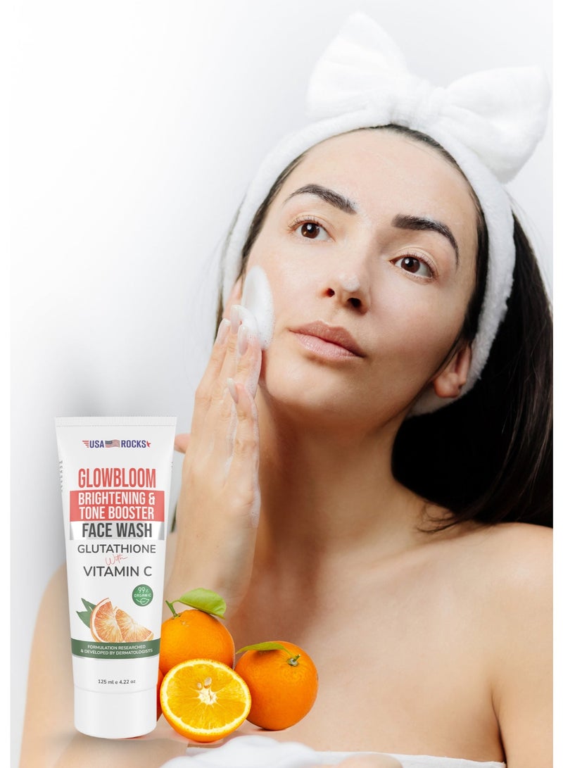 USA ROCKS Glutathione and Vitamin C Deep Cleansing Face Wash for Dull Uneven and Tired Skinkin - Image 2