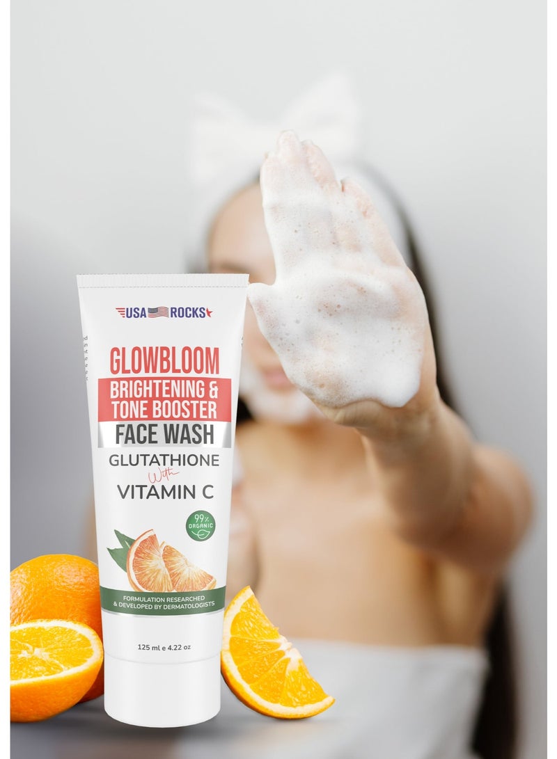 USA ROCKS Glutathione and Vitamin C Deep Cleansing Face Wash for Dull Uneven and Tired Skinkin - Image 3