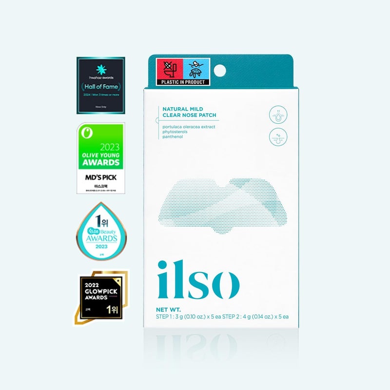 ilso Natural MILD Clear Nose Patch/Blackhead Remover for Nose/Targets PORES & PIMPLES/Facial Skin Care/Dermatologist Approved/Korean Skin Care to Absorb Acne Nose GUNK (5 PCS) - Image 2