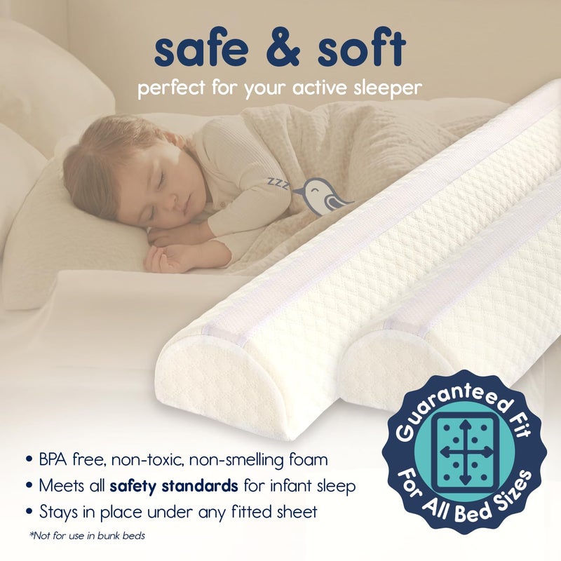 hiccapop هيكابوب [2-عبوة] حواجز سرير رغوية للأطفال، حواجز سرير للأطفال مع غطاء مقاوم للماء، حواجز سرير للأطفال لأسرة توأم، كوين، كينغ - Image 2