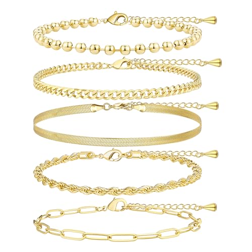 Poxtex Extra Large Anklets for Women Large Ankle, 14K Real Gold Dainty Anklets for Women Waterproof, 10"+2" Adjustable Large Ankle Bracelets for Women Plus Size, Ankle Bracelets for Women Trendy, - Image 1