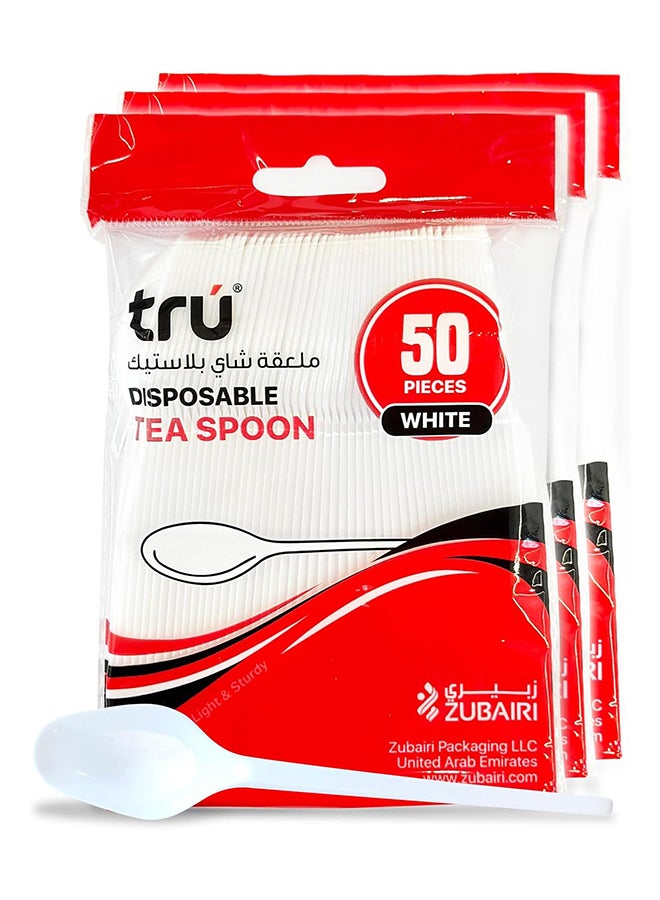 Tru Plastic Tea Spoon White 150 Pc white - Image 1