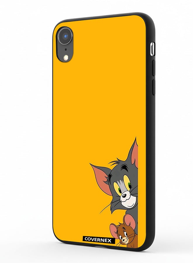 Covernex Apple iPhone XR Protective Case Cover Printed Featuring Classic Duo Tom and Jerry Peeking Friends - Image 1