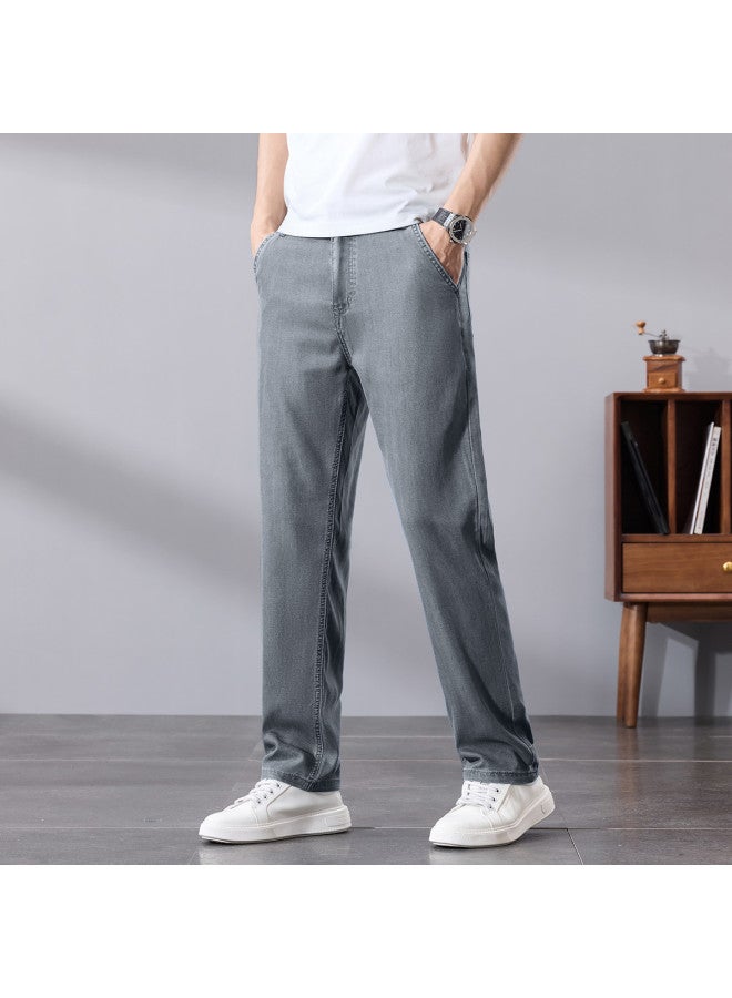 Tucano lightweight Comfortable Men's Jeans - Summer Versatile Fashion Minimalist Straight Leg Denim Pants - Image 3